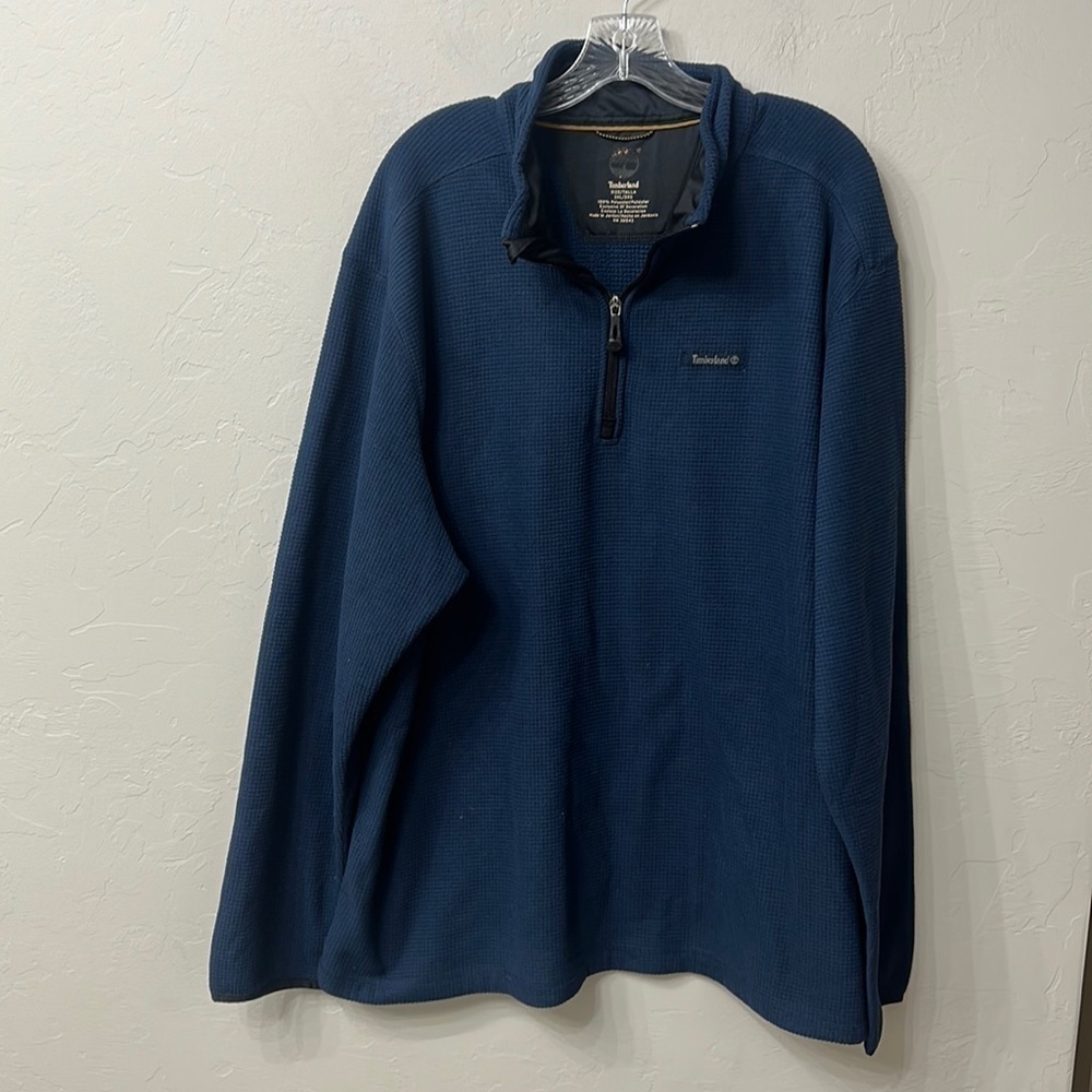 Timberland Henley waffle weave navy blue pull over light weight jacket size 3XL